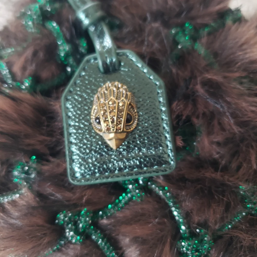 Kurt Geiger Green and Brown Fur Handbag - Picture 9 of 11